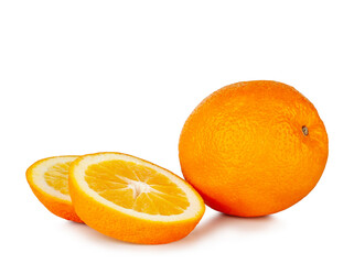 Orange and slices isolated on a white background