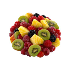 Obraz premium Vibrant Tropical Fruit Salad A Delicious Mix of Kiwi, Pineapple, Raspberry, and Blackberry