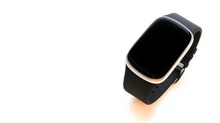 Sleek and Modern Smartwatch with Illuminated Screen on White Background