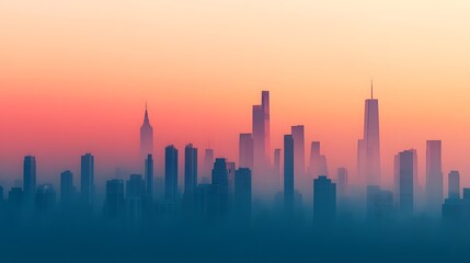 Vibrant City Skyline with Subtle Haze Symbolizing Air