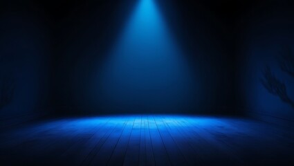 Empty space with blue spotlight