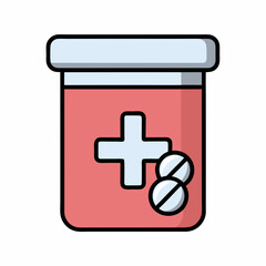 Fototapeta premium Medicine Bottle and Pills Vector Design.
