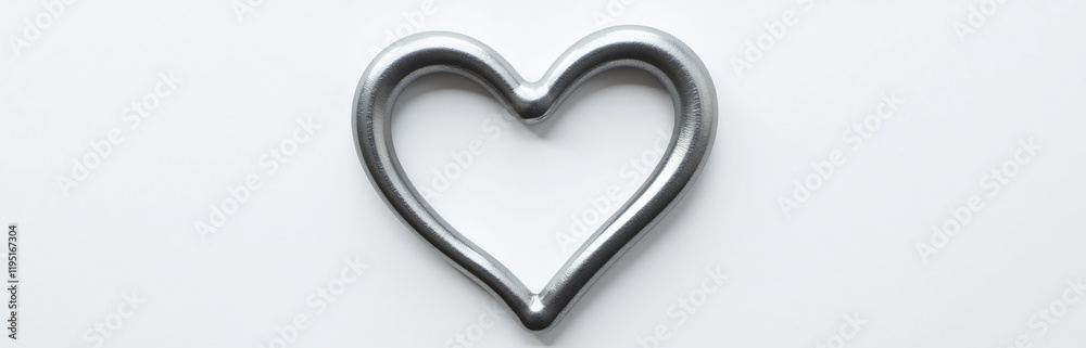 Poster Image Of Gray Liquid Metal In The Shape Of A Heart On A White Background For Use As Copy Space. 00003