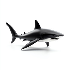 Fototapeta premium A detailed black shark model, showcasing its sleek design and fierce appearance, perfect for marine theme decor or educational purposes.