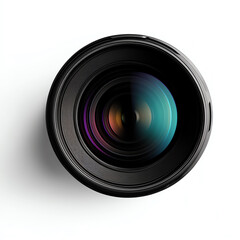 A high-quality camera lens against a clean background, showcasing its intricate design and vibrant color. Perfect for photography enthusiasts.