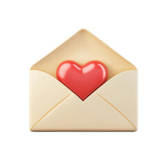 Love letter envelope with heart icon isolated on white background