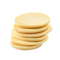Obraz premium A Stack of Creamy White Chocolate Discs: Indulgent Treat, Gourmet Dessert, Sweet Confectionery
