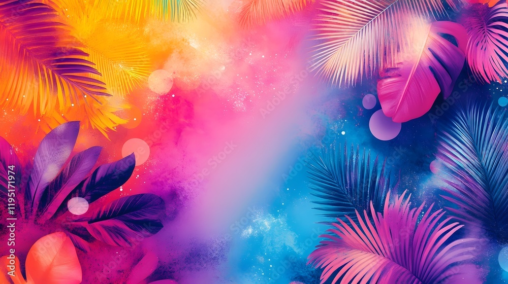 Poster vibrant and colorful abstract design with sparkling gradients cheerful playful patterns and modern a