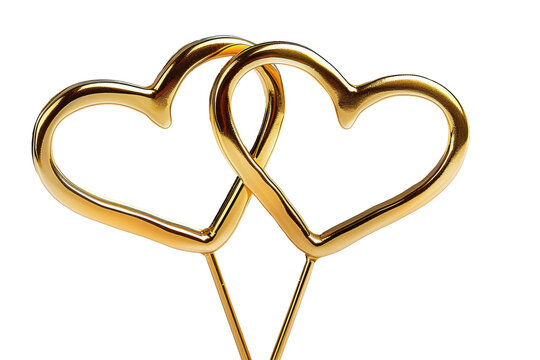 Heart shaped gold cake toppers perfect for celebrations
