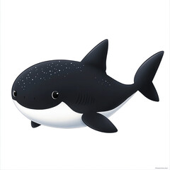 Obraz premium A playful, cartoon-style shark with a black and white pattern, perfect for children's illustrations or educational materials.