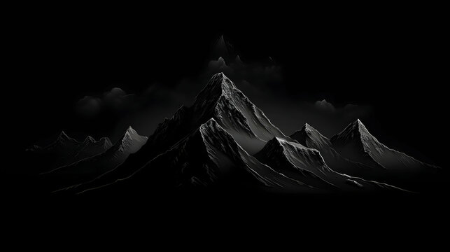 Dark minimalist desktop wallpaper, mountain design, showcasing beauty and endurance