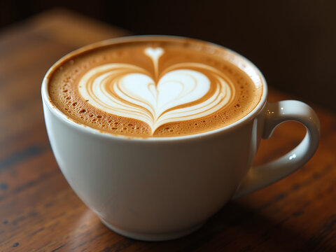 Caf&eacute; Tazas Con Im&aacute;genes En Forma De Coraz&oacute;n Hechas En La Espuma Del Bebido. 00003