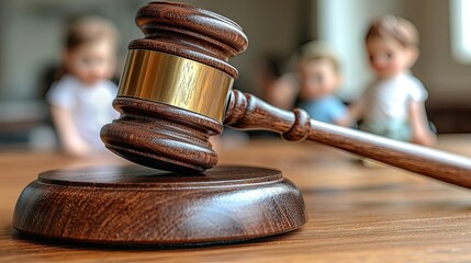 Judge's gavel resting on sound block symbolizing child custody disputes