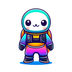 Naklejka premium Astronaut panda exploring space cosmic journey digital art vibrant colors playful design
