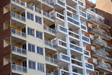 
Apartment building for sale or rent. Facade of collective housing.