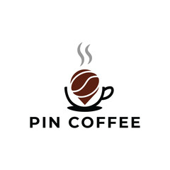 Pin location and coffee logo design illustration