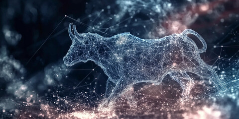 Naklejka premium Bull market holographic business technology background