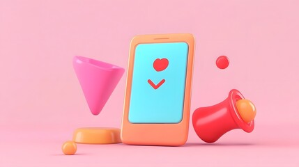 Minimal Smartphone Screen Displaying Push Notification on Pastel Background