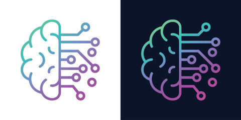 Artificial Intelligence AI Chip in Human Head. Artificial Intelligence icon with Machine learning, digital skills, generative AI, AI technology, algorithm, virtual intelligence and future