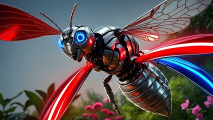 dragonfly on a red background