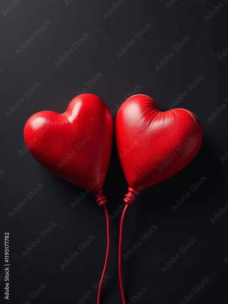 Aufkleber A Pair Of Red Hearts Are Placed Against A Dark Backdrop Creating A Bold And Striking Visual Effect Overall. 00003