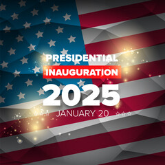 Presidential inauguration 2025 usa 20 january banner design template. USA Presidential Inauguration 2025 poster design with usa flag
