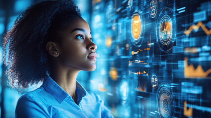 Young entrepreneur analyzing digital data and brainstorming ideas