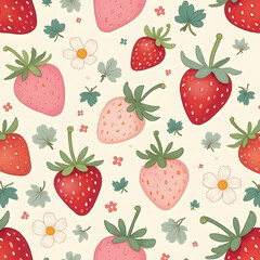 Seamless pattern of cute strawberry
