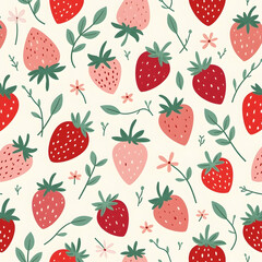 Seamless pattern of cute strawberry