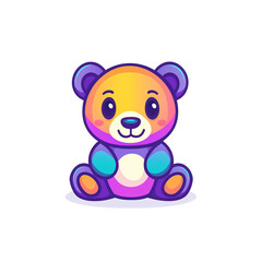 Obraz premium Colorful cartoon bear character playful environment digital illustration cute and cheerful aesthetic
