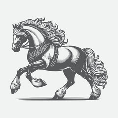 Horse with beautiful mane and tail running