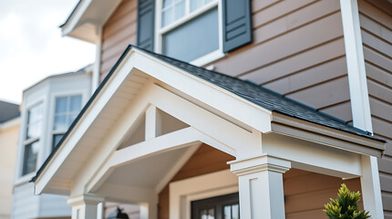 Modern House Exterior: Elegant Porch Design, Architectural Details, and Residential Style