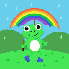 frog and rainbow