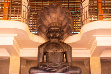 An idol of Lord Mahavir, founder of Jainism, at a temple in karnataka, India.