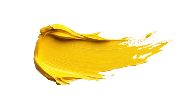 Vibrant Yellow Paint Stroke Isolated on White Background Representing Artistic Expression and Creativity in Abstract Design