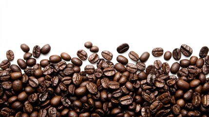 Naklejka premium A pile of coffee beans with a white background
