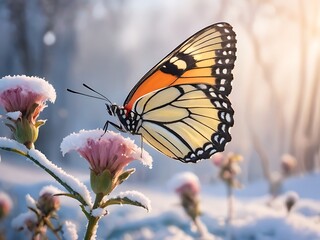 Obraz premium Butterfly on flower The common tiger butterfly