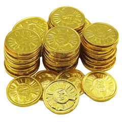A Pile of Shiny Gold Coins, Wealthy Treasure, Fortune, Richness, Prosperity, Success, Abundance, Luxury,  Financial, Stacked Gold Coins