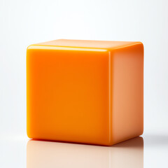 Fototapeta premium A vibrant orange cube with a glossy finish, showcasing simplicity and modern design, perfect for abstract art or graphic projects.
