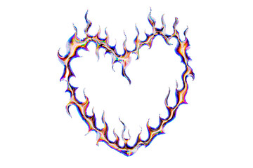 Blue fire heart with orange isolated without background