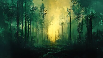 Obraz premium Artistic AI Digital Forest Background Blending Nature and Light