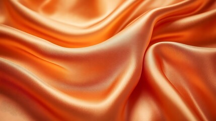 Fototapeta premium Luxurious Amber Satin Fabric with Smooth Textures and Rich Color