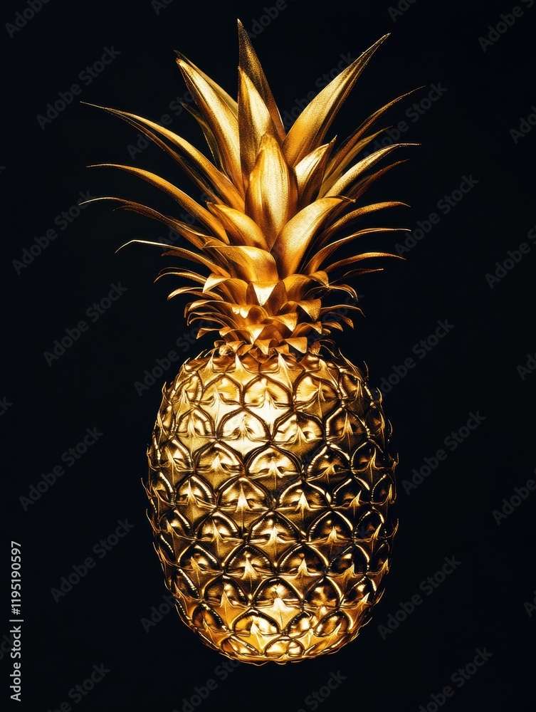 Leinwandbilder luxurious golden pineapple with intricate design showcasing elegance and sophistication in a dark se