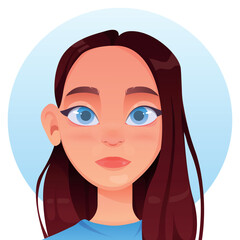 Vector image of a girl in cartoon style. Girl avatar. Element for your design