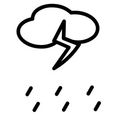 Heavy Rain Thunder Line Icon