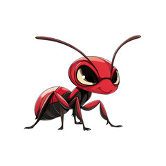 Fototapeta premium Cheerful Cartoon Ant Character Isolated on Transparent Background