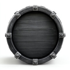 A vintage wooden barrel with metal accents, perfect for storing beverages like wine or whiskey.