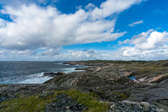 Scenic view over the western norwegian ocean near Bleivik lighthouse