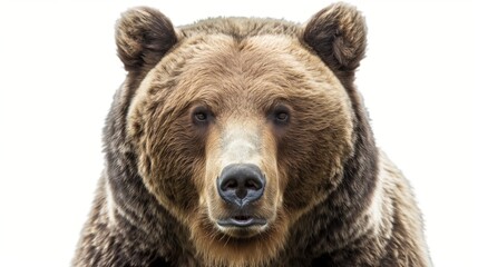 Fototapeta premium Grizzly. Brown bear isolated on white background. Wildlife. Predatory animal. 
