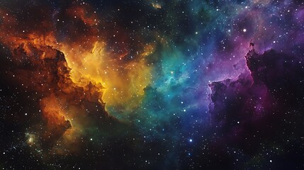 Fototapeta premium Cosmic Nebula Explosion in Vibrant Colors Against Starry Background